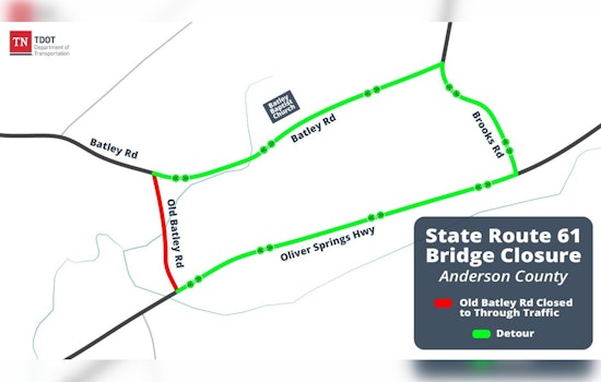 Bridge Construction to Cause Detours on Old Batley Road in Anderson County Starting September 29