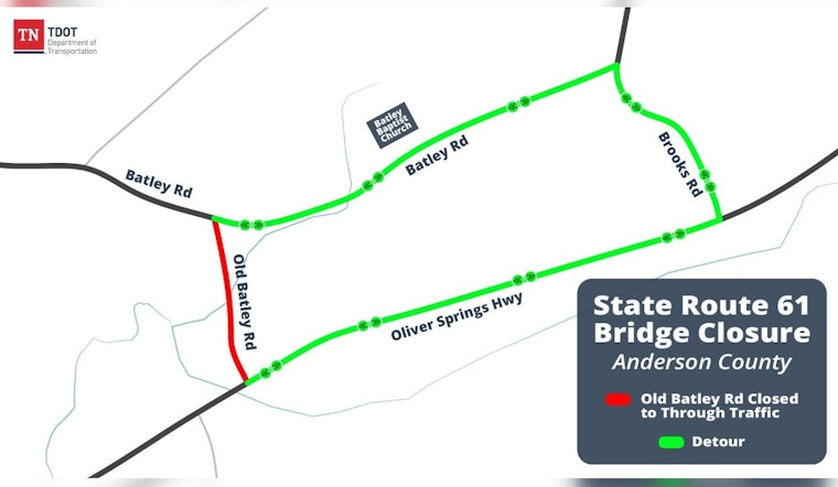 Bridge Construction to Cause Detours on Old Batley Road in Anderson County Starting September 29