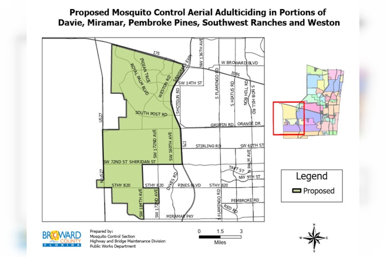 Broward County Targets Pesky Saltmarsh Mosquitoes with Aerial Spraying in Davie, Southwest Ranches, Pembroke Pines, Miramar, and Weston