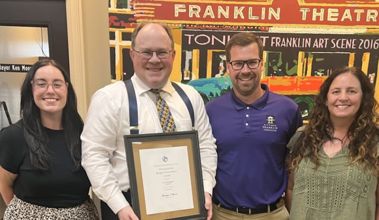 City of Franklin Wins Prestigious GFOA Distinguished Budget Presentation Award for FY 25/26