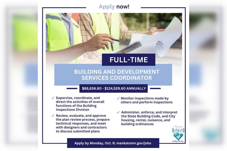 City of Mankato Seeks Building and Development Services Coordinator for Critical Infrastructure Role