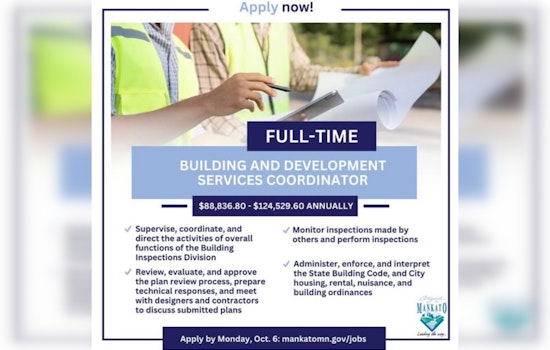City of Mankato Seeks Building and Development Services Coordinator for Critical Infrastructure Role