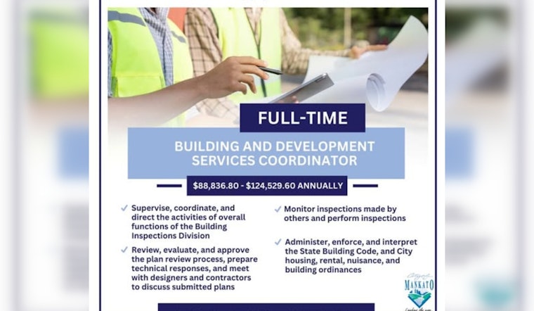 City of Mankato Seeks Building and Development Services Coordinator for Critical Infrastructure Role