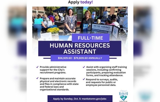 City of Mankato Seeks Full-Time Human Resources Assistant to Strengthen Municipal Workforce