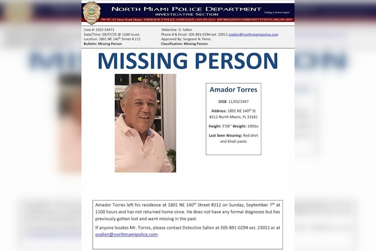 Search Intensifies for Missing 77-Year-Old Man in North Miami