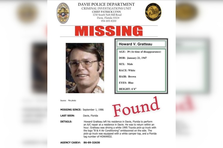 Decades-Long Mystery Solved: Missing Davie Man's Remains Found in Sunrise Lake after 39 Years