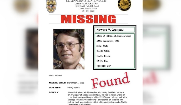 Decades-Long Mystery Solved: Missing Davie Man's Remains Found in Sunrise Lake after 39 Years