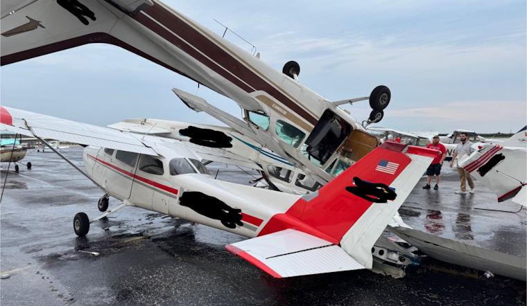 Denton Enterprise Airport Recovering After Severe Storm Damages Planes and Hangar