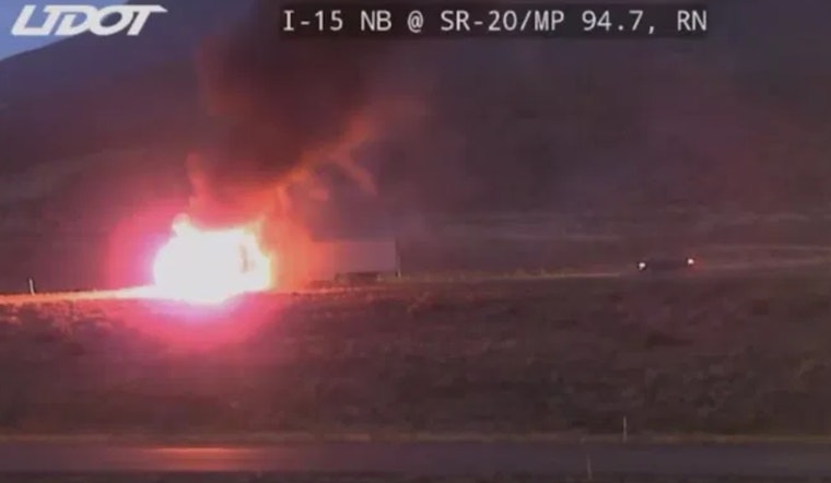 Driver Seriously Injured as Semitruck Erupts in Flames on I-15 Near Beaver, Utah