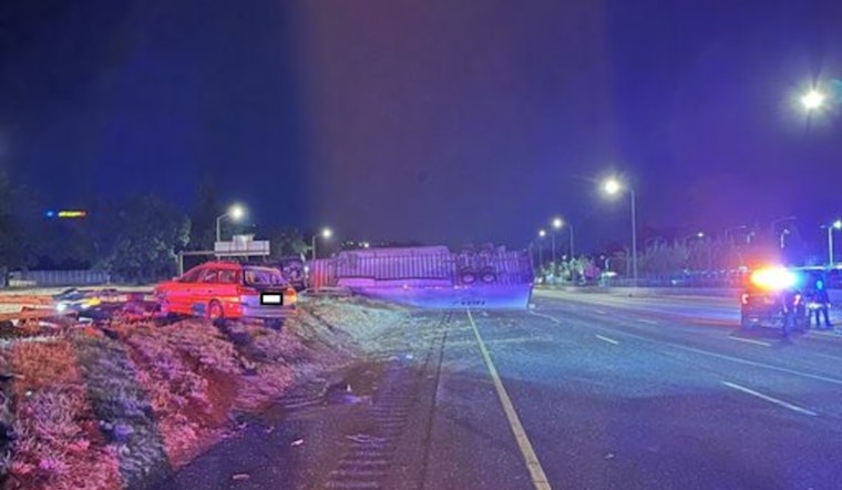 Driver Suspected of DUII Arrested Following Overnight Semi-Truck Crash on I-205 in Portland