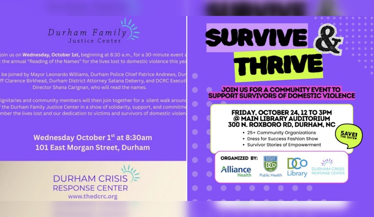 Durham Crisis Response Center Commemorates Domestic Violence Awareness Month with Events and Memorials