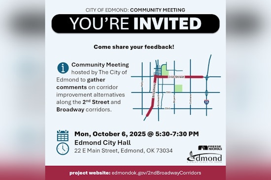 Edmond Residents Invited to Shape Future of South Broadway and East 2nd Street at Public Meeting