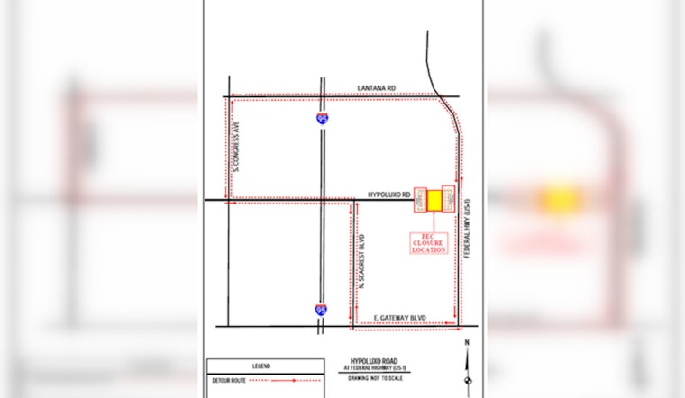 Essential Maintenance Leads to Closure of Hypoluxo Road Near Federal Highway, Detours in Place