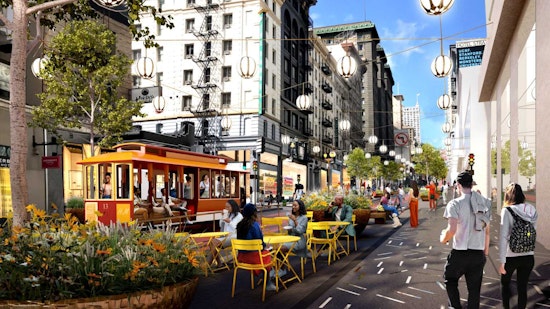 European-Style Sidewalk Cafés & Golden Lanterns Seek to Replace Powell Street 'For Lease' Signs