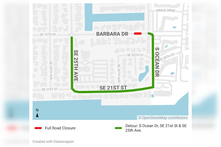 Fort Lauderdale Alert: Barbara Dr Closure for Sewer Upgrades, Detours in Effect