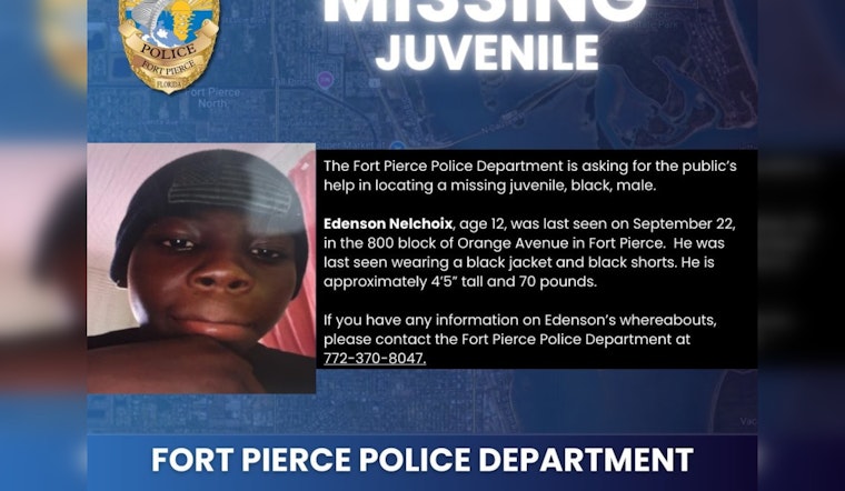 Fort Pierce Police Amplify Search for Missing 12-Year-Old Edenson Nelchoix, Community Urged to Assist