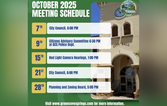 Green Cove Springs Outlines October Public Meeting Schedule for Enhanced Civic Engagement