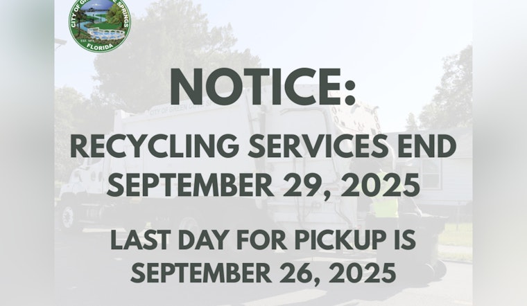 Green Cove Springs to End Curbside Recycling Program by September 2025 as City Encourages Residents to Seek Alternatives