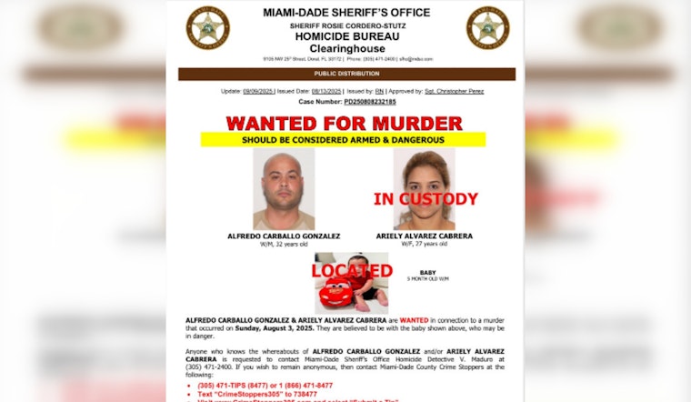 Hialeah Murder Investigation as Woman Arrested and Fugitive Boyfriend Still at Large
