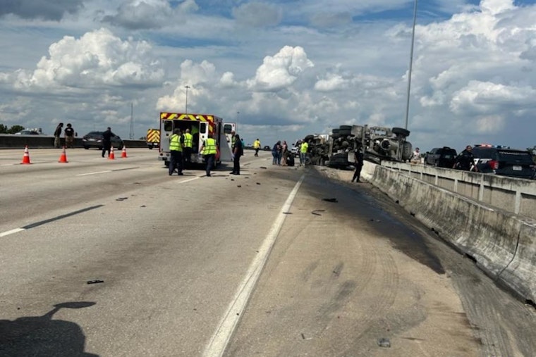 Houston's I-69 Eastex Freeway Scene of Overturned Cement Truck Accident as Two Hospitalized with Severe Injuries