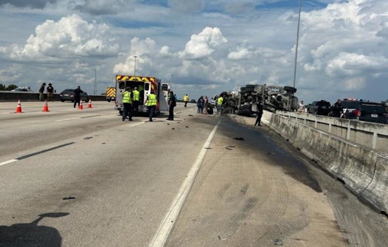 Houston's I-69 Eastex Freeway Scene of Overturned Cement Truck Accident as Two Hospitalized with Severe Injuries