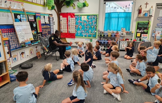 Jacksonville Beach Detective Engages Kindergarteners in Safety Education at St. Paul’s Catholic School