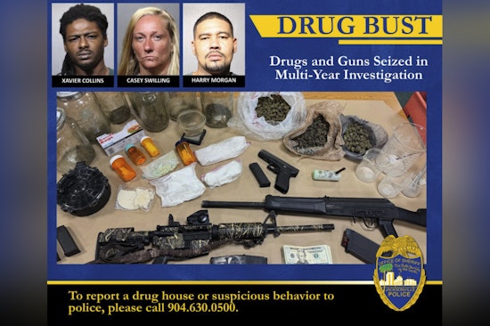 Jacksonville Sweep Leads to Major Drug Bust in Panama Park With Cocaine, Oxycodone, Firearms, and Three Arrests