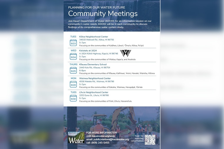 Kauaʻi Department of Water Invites Public to Shape Island's Water System Future