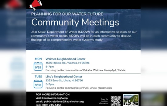 Kauaʻi Residents Invited to Shape Island's Water Future at Local Community Meetings in Waimea and Līhuʻe