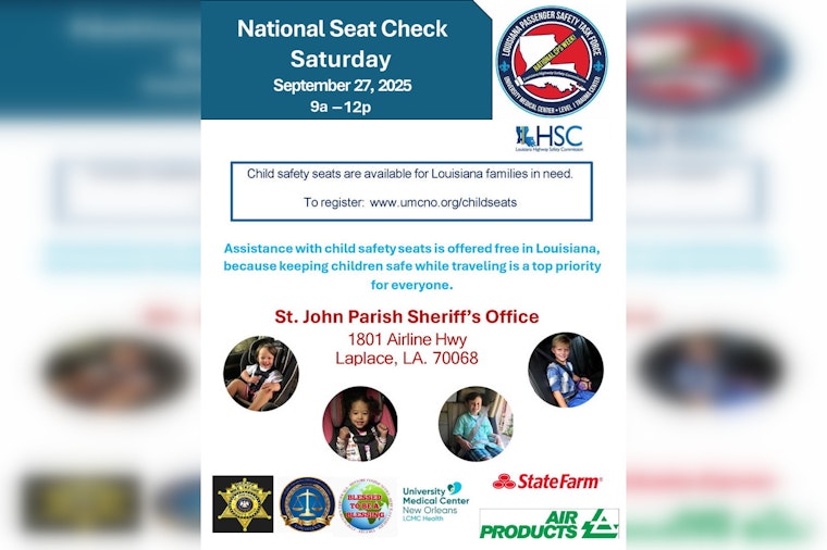 LaPlace to Host Free Child Safety Seat Check Event by St. John the Baptist Parish Sheriff's Office