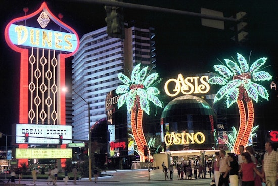Las Vegas' Vintage Dunes Hotel Sign Restored to Former Glory for Neon Museum Lighting Ceremony