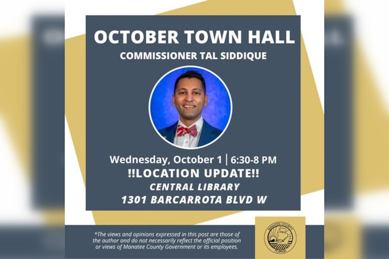 Manatee County Commissioner Tal Siddique to Host Town Hall at Central Library in Bradenton