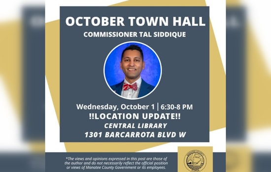 Manatee County Commissioner Tal Siddique to Host Town Hall at Central Library in Bradenton