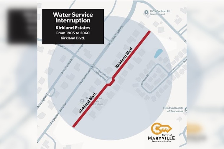 Maryville Residents on Kirkland Blvd to Experience Brief Water Outage Due to Line Relocation