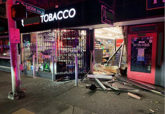 Masked Thieves Slam Stolen Vehicle Into Greenwood Smoke Shop for Smash-and-Grab Heist, Seattle Police Seek Suspects