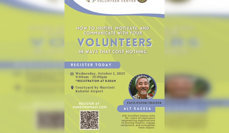 Maui County Volunteer Leaders Invited to Enhance Skills at Free Workshop on October 1