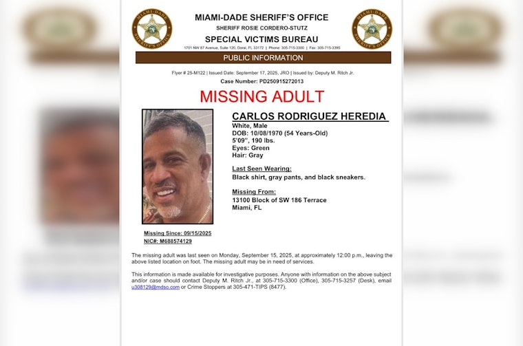 Miami-Dade Deputies Seek Public's Help in Locating Missing 54-Year-Old Carlos Rodriguez Heredia