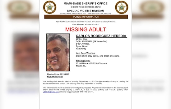 Miami-Dade Deputies Seek Public's Help in Locating Missing 54-Year-Old Carlos Rodriguez Heredia