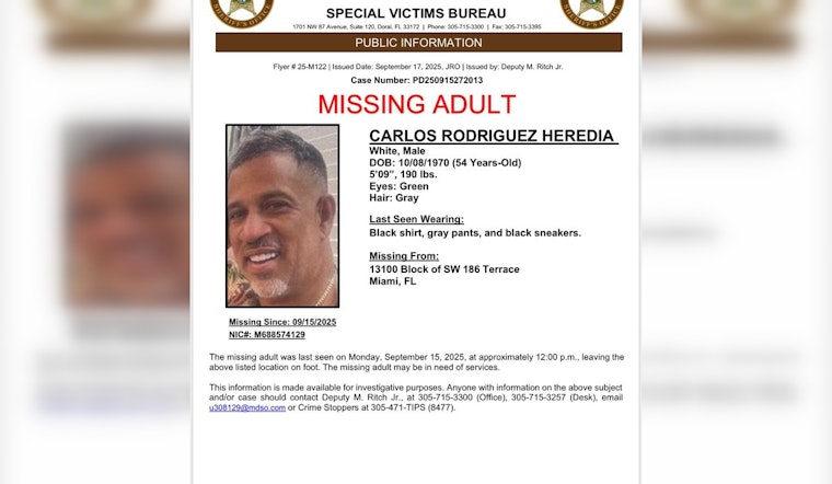 Miami-Dade Deputies Seek Public's Help in Locating Missing 54-Year-Old Carlos Rodriguez Heredia