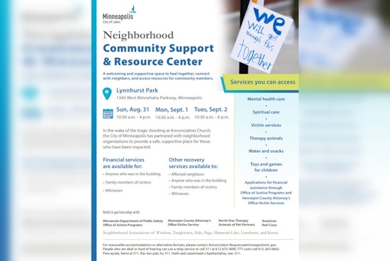 Minneapolis Opens Community Support Center at Lynnhurst Park in Response to Church Shooting Tragedy