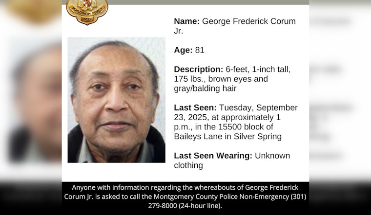 Montgomery County Police Issue Silver Alert for Missing 81-Year-Old George Frederick Corum Jr.