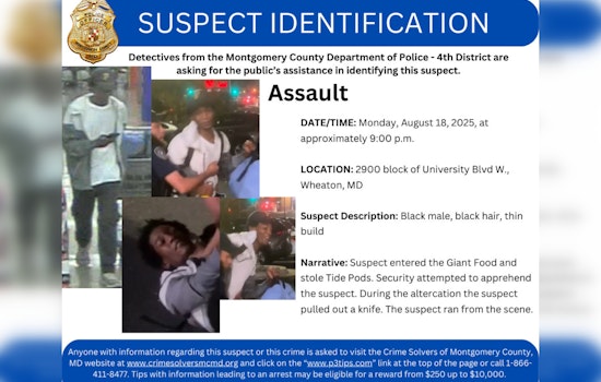 Montgomery County Police Offer $10,000 Reward for Tips in Unsolved Wheaton Assault Case