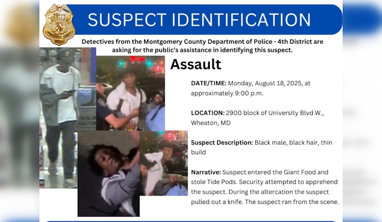 Montgomery County Police Offer $10,000 Reward for Tips in Unsolved Wheaton Assault Case