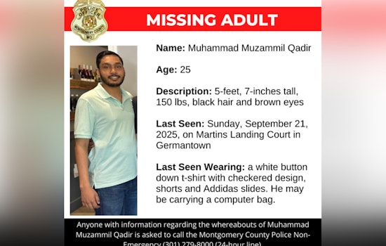 Montgomery County Police Seek Public Help in Search for Missing Man Muhammad Muzammil Qadir