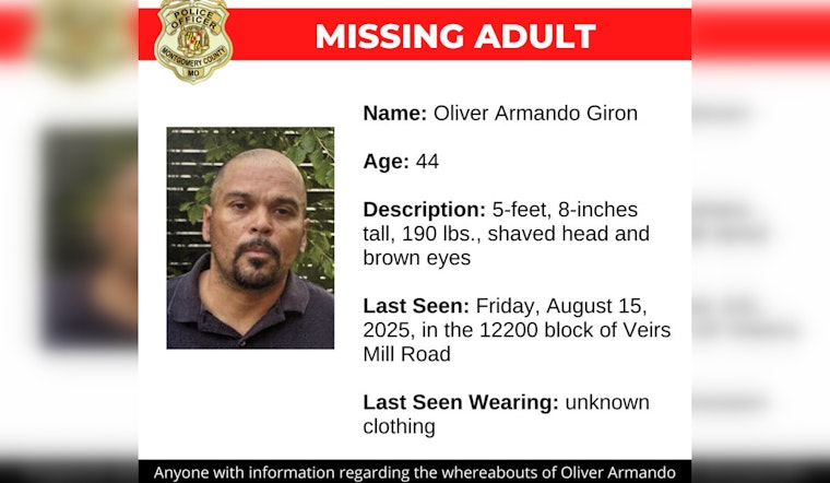 Montgomery County Police Seek Public’s Help in Locating Missing 44-Year-Old Oliver Armando Giron