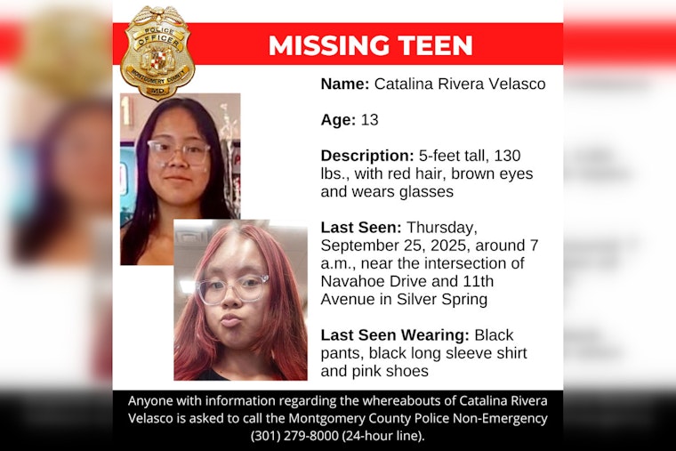 Montgomery County Police Seek Public's Help to Find Missing 13-Year-Old Catalina Rivera Velasco