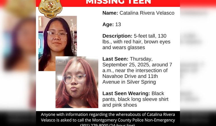 Montgomery County Police Seek Public's Help to Find Missing 13-Year-Old Catalina Rivera Velasco