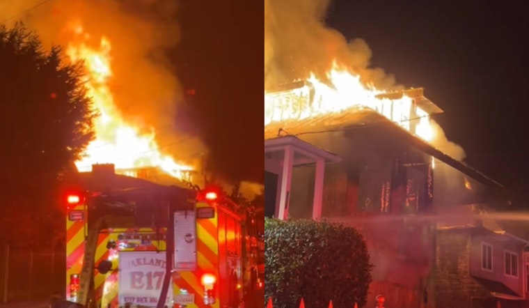 VIDEO: Oakland Firefighters Quell 3rd-Alarm Blaze, Protecting Neighborhood Homes on 34th Avenue