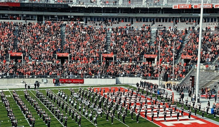 Ohio's Marching Band Giants Unite in Electrifying Halftime Show at Ohio Stadium