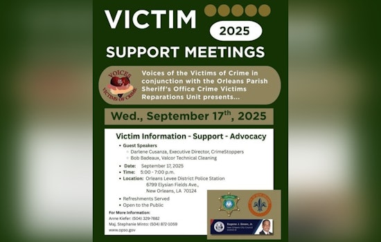 Orleans Parish Sheriff’s Office Invites Community to Victim Support Meetings in New Orleans